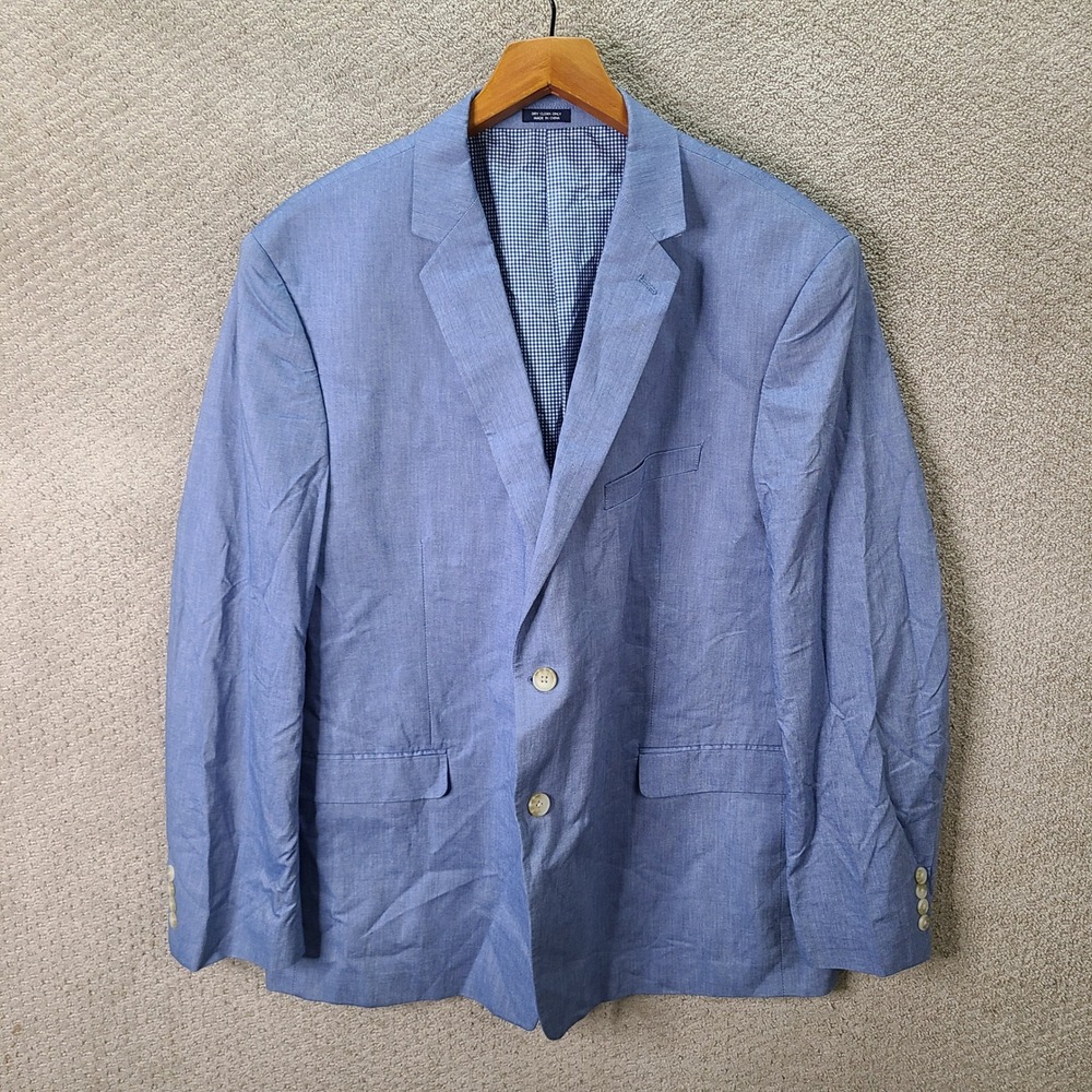 Saddlebred Jacket Mens 48R Blue Blazer Cotton Two Button Casual Formal Coat
